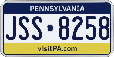 PA license plate JSS8258