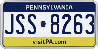PA license plate JSS8263