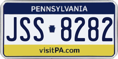 PA license plate JSS8282