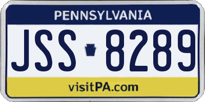 PA license plate JSS8289