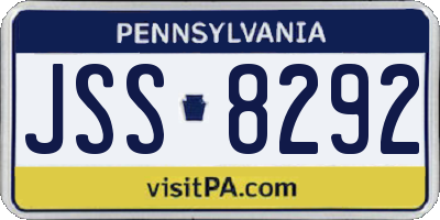 PA license plate JSS8292
