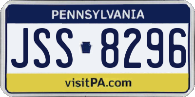 PA license plate JSS8296