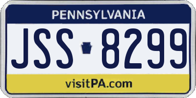 PA license plate JSS8299