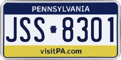 PA license plate JSS8301