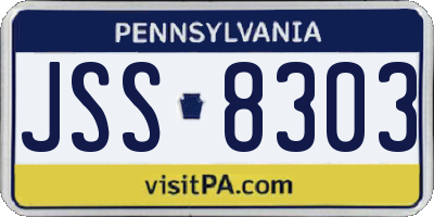 PA license plate JSS8303