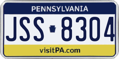 PA license plate JSS8304