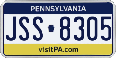 PA license plate JSS8305
