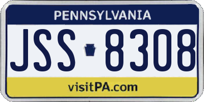 PA license plate JSS8308