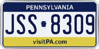 PA license plate JSS8309