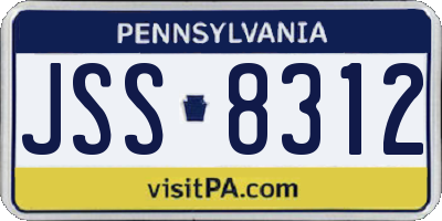 PA license plate JSS8312