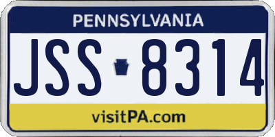 PA license plate JSS8314