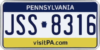 PA license plate JSS8316