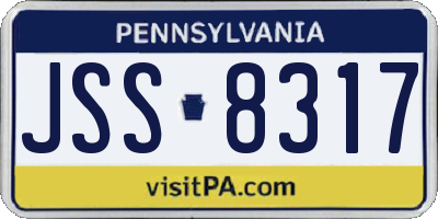 PA license plate JSS8317