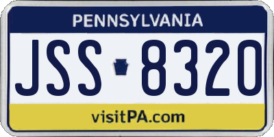 PA license plate JSS8320