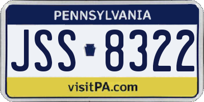 PA license plate JSS8322