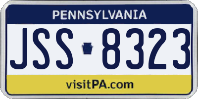 PA license plate JSS8323