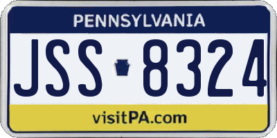 PA license plate JSS8324