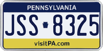 PA license plate JSS8325