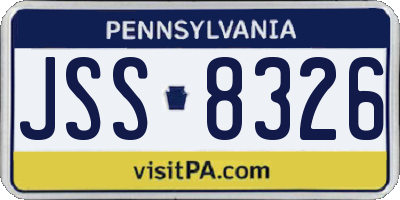 PA license plate JSS8326