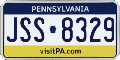 PA license plate JSS8329