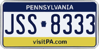 PA license plate JSS8333