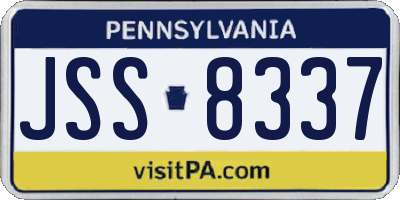PA license plate JSS8337