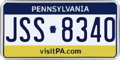 PA license plate JSS8340