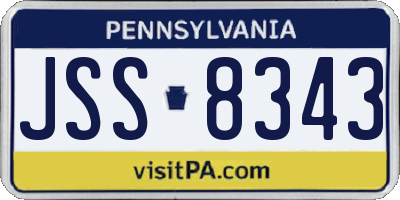 PA license plate JSS8343