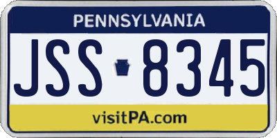 PA license plate JSS8345