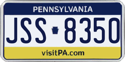 PA license plate JSS8350