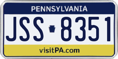 PA license plate JSS8351