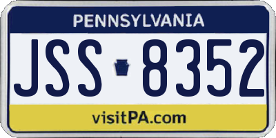 PA license plate JSS8352