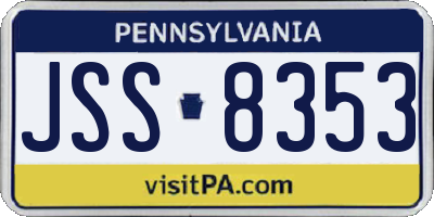 PA license plate JSS8353