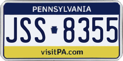 PA license plate JSS8355