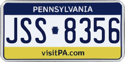 PA license plate JSS8356