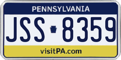 PA license plate JSS8359
