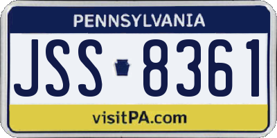 PA license plate JSS8361