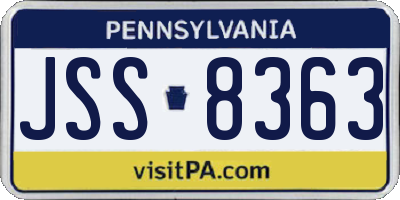 PA license plate JSS8363