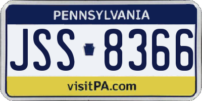 PA license plate JSS8366