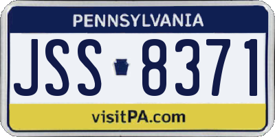 PA license plate JSS8371