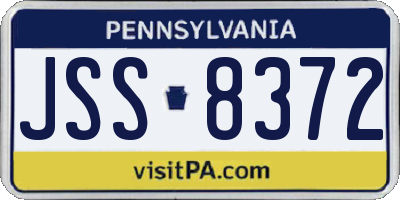 PA license plate JSS8372
