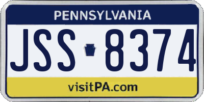 PA license plate JSS8374