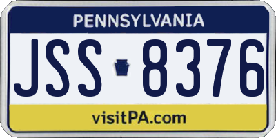 PA license plate JSS8376