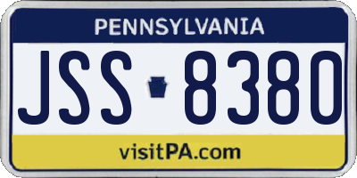 PA license plate JSS8380