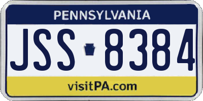PA license plate JSS8384