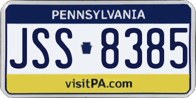 PA license plate JSS8385