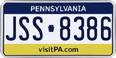 PA license plate JSS8386