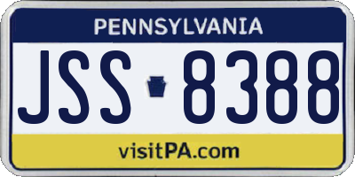 PA license plate JSS8388