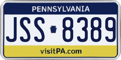 PA license plate JSS8389