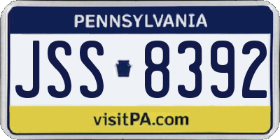 PA license plate JSS8392
